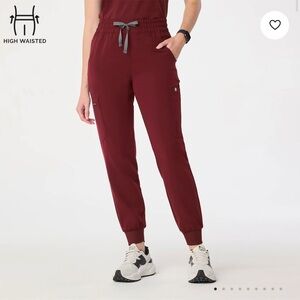 Figs Women's Track Jogger Pants in Burgundy